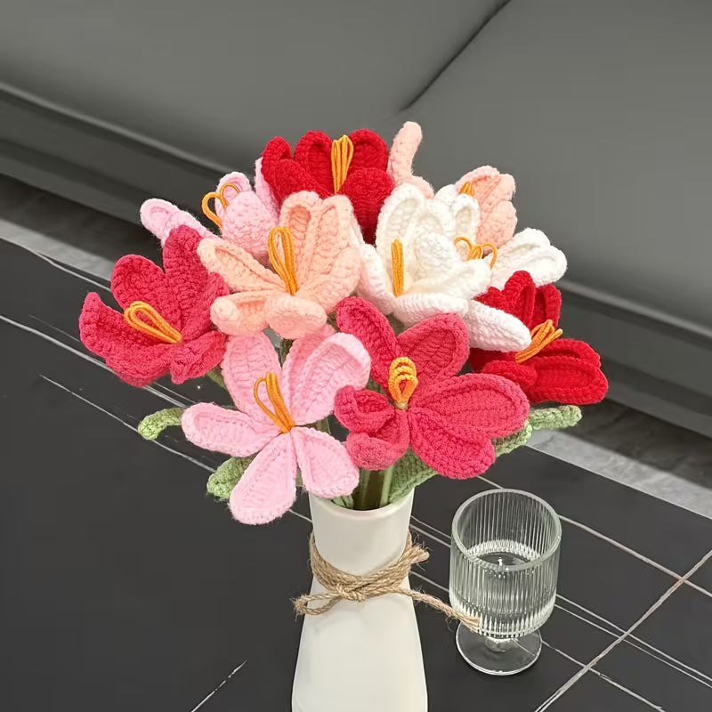 10 Pieces bundle Colorful Crochet Lilly , Perfect for Gifts on Valentine'S Day, Teacher'S Day, Mother'S Day, Father'S Day, Weddings, Anniversaries, Birthdays, And for Decorating Living Rooms, Rooms, Balconies, And Vases for Easter