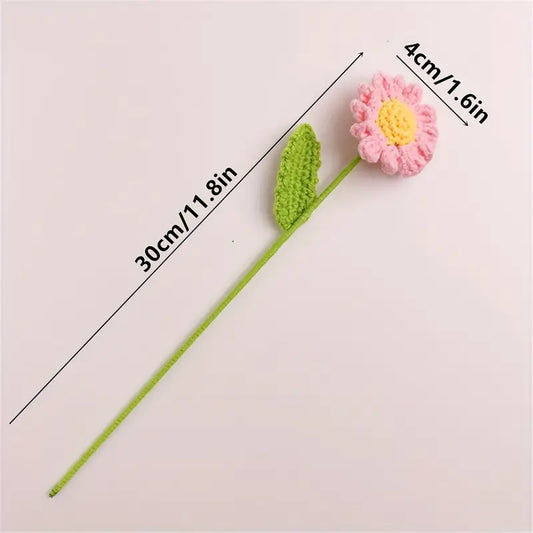 10 Pieces bundle Crochet Daisy Pink and White, Perfect for Gifts on Valentine'S Day, Teacher'S Day, Mother'S Day, Father'S Day, Weddings, Anniversaries, Birthdays, And for Decorating Living Rooms, Rooms, Balconies, And Vases for Easter