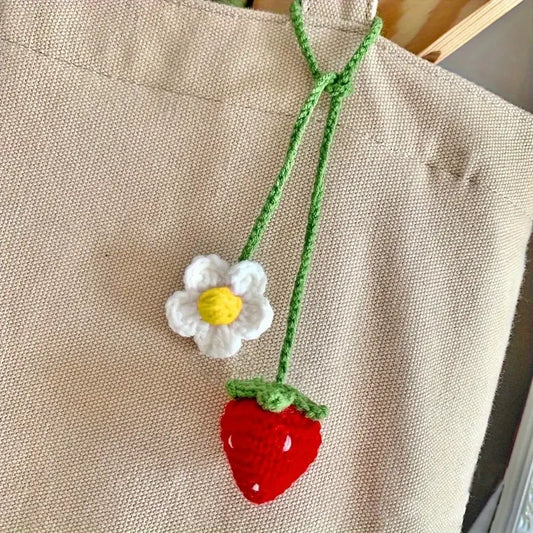 Crochet Strawberry Keychain - Ideal for Bags, Purses & Gifts
