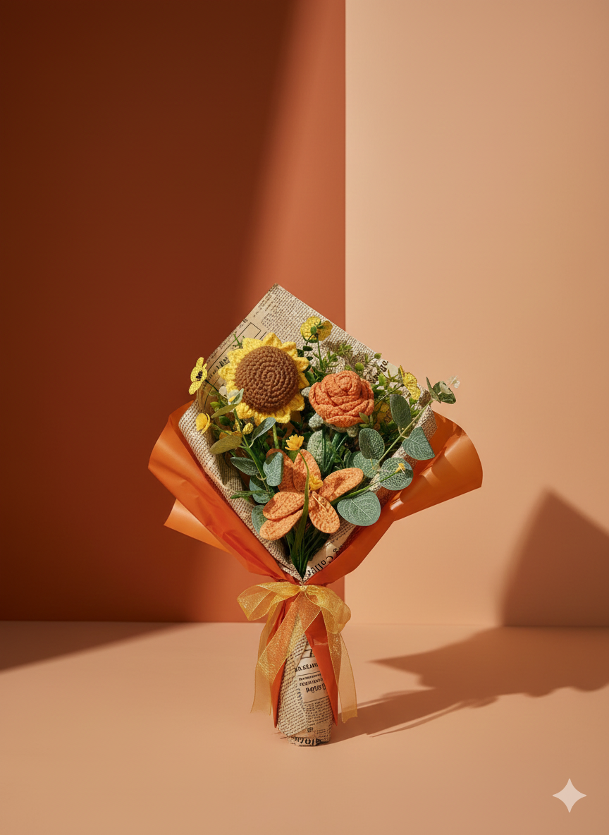 Handmade Crochet Bouquet – Long-Lasting crochet Flower Gift & Home Decor