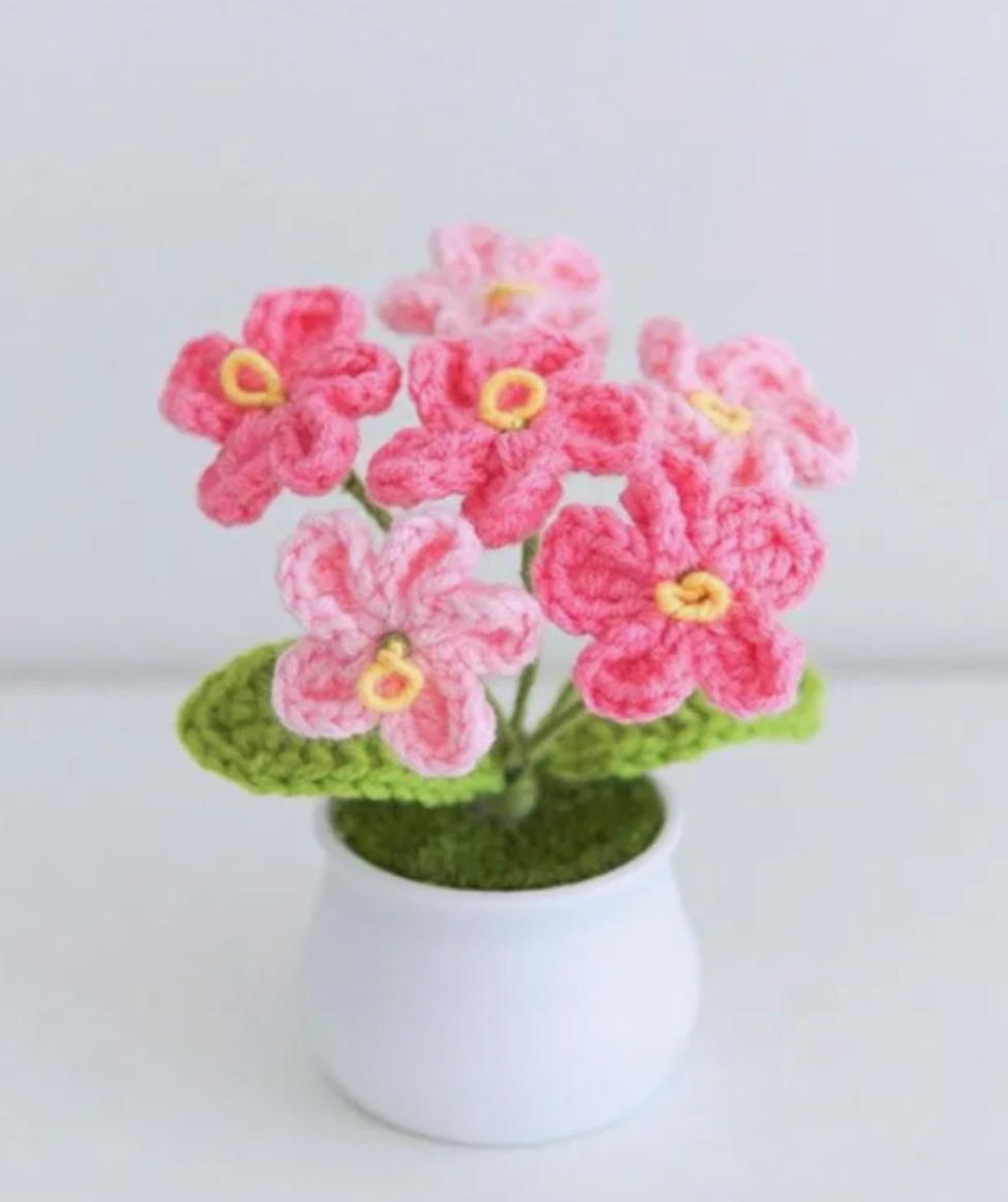 Handmade Crochet Pink Daisy Flower Pot – Forever Blooms for Home Decor or Gifting