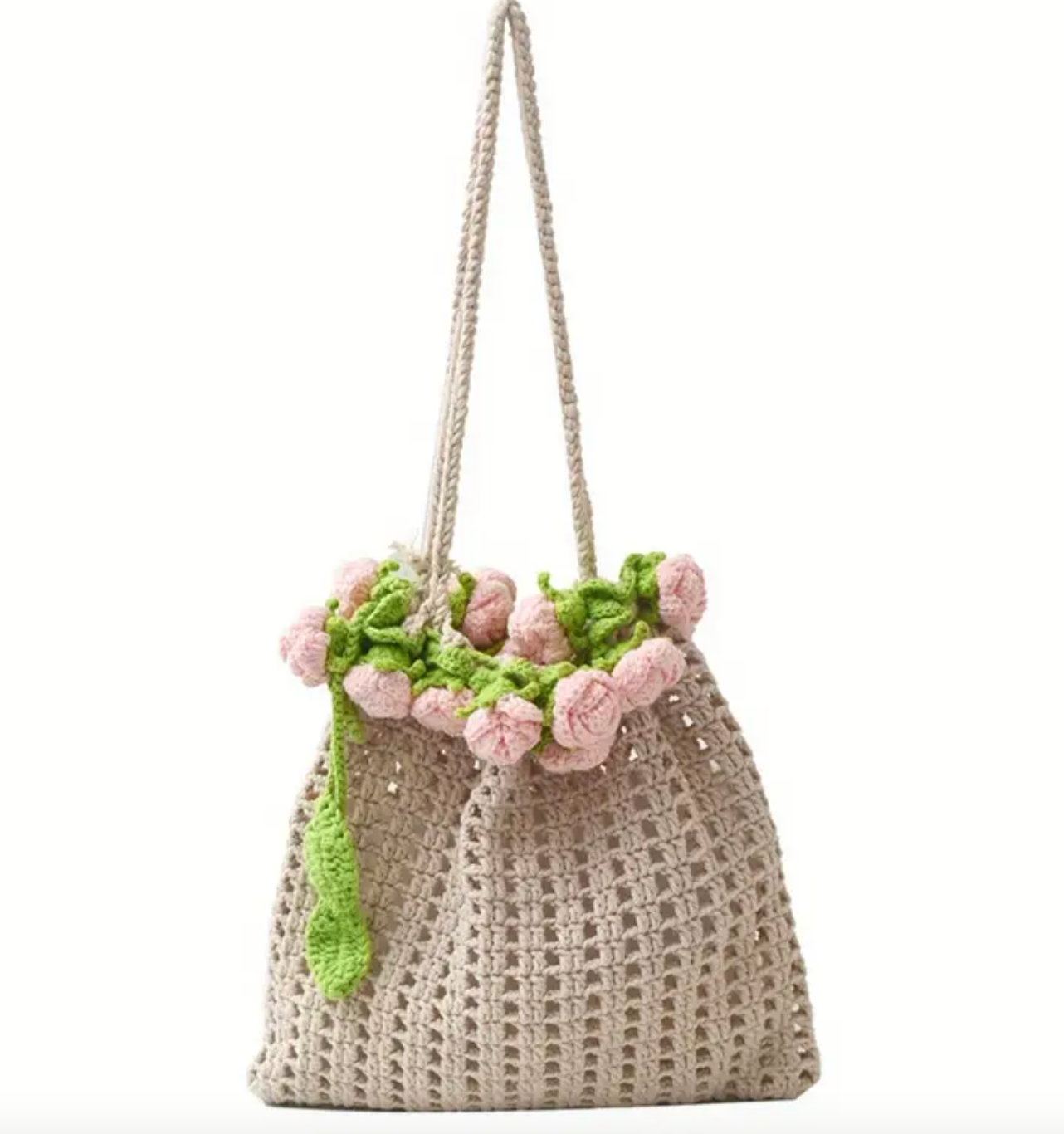 Red Roses Bouquet Handmade Crochet Tote Bag – Reusable & Stylish Shoulder Bag