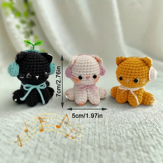 3 pcs Cats Crochet Kit for Beginners – All-in-One Handmade Starter Set for Relaxation & Focus