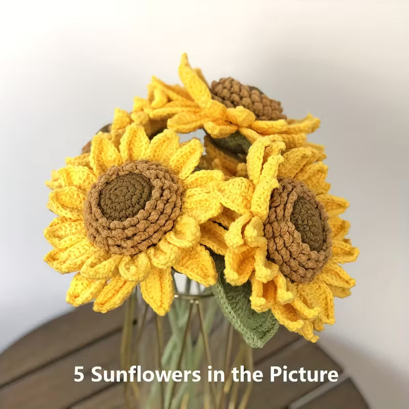 Big Size Crochet SunFlowers , Perfect for Gifts on Valentine'S Day, Teacher'S Day, Mother'S Day, Father'S Day, Weddings, Anniversaries, Birthdays, And for Decorating Living Rooms, Rooms, Balconies, And Vases for Easter