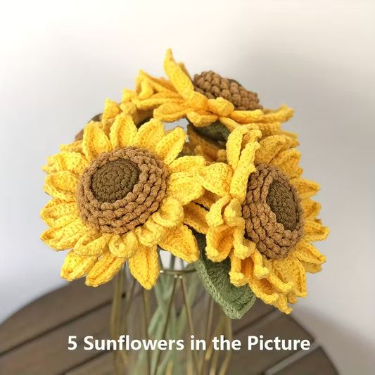 Big Size Crochet SunFlowers , Perfect for Gifts on Valentine'S Day, Teacher'S Day, Mother'S Day, Father'S Day, Weddings, Anniversaries, Birthdays, And for Decorating Living Rooms, Rooms, Balconies, And Vases for Easter