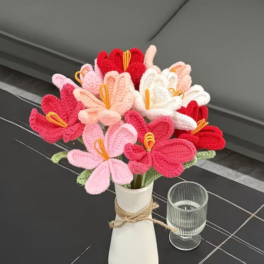 10 Pieces bundle Colorful Crochet Lilly , Perfect for Gifts on Valentine'S Day, Teacher'S Day, Mother'S Day, Father'S Day, Weddings, Anniversaries, Birthdays, And for Decorating Living Rooms, Rooms, Balconies, And Vases for Easter