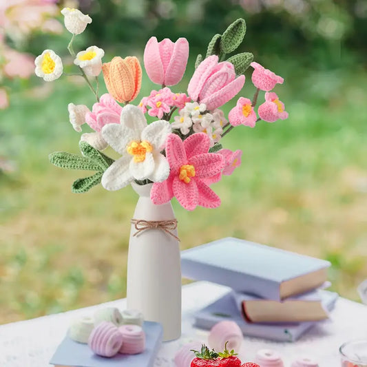 11 Pieces bundle Different Variant Crochet Flowers , Perfect for Gifts on Valentine'S Day, Teacher'S Day, Mother'S Day, Father'S Day, Weddings, Anniversaries, Birthdays, And for Decorating Living Rooms, Rooms, Balconies, And Vases for Easter