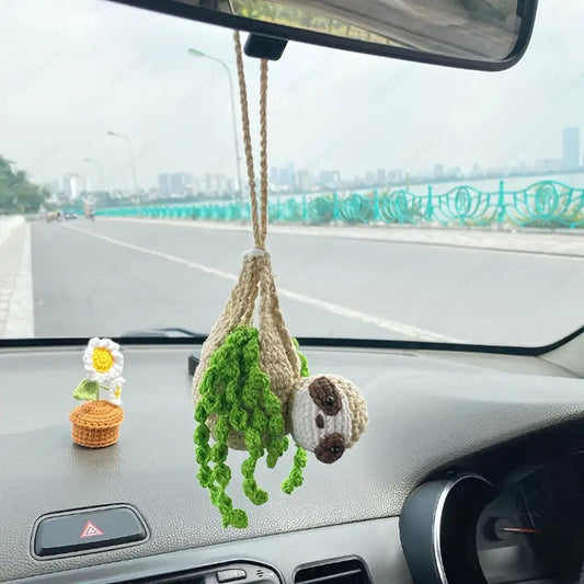Handmade Crochet Sloth Car Mirror Hanging Decoration – home hanging, for cars