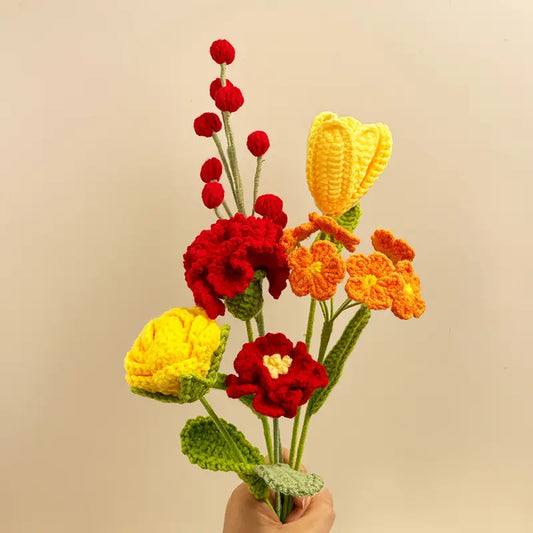 6 Pieces bundle Crochet Flowers , Perfect for Gifts on Valentine'S Day, Teacher'S Day, Mother'S Day, Father'S Day, Weddings, Anniversaries, Birthdays, And for Decorating Living Rooms, Rooms, Balconies, And Vases for Easter