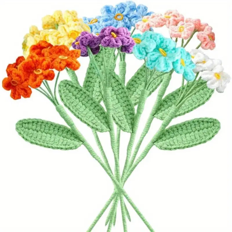 7 Pieces bundle Forget me-not Crochet Flowers , Perfect for Gifts on Valentine'S Day, Teacher'S Day, Mother'S Day, Father'S Day, Weddings, Anniversaries, Birthdays, And for Decorating Living Rooms, Rooms, Balconies, And Vases for Easter