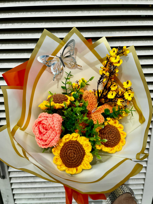 Handmade Sunflower Crochet  Bouquet – Long-Lasting crochet Flower Gift & Home Decor