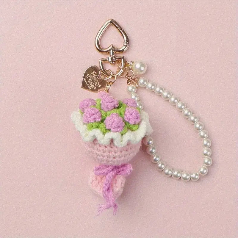 Crochet Bouquet Keychain - Ideal for Bags, Purses & Gifts