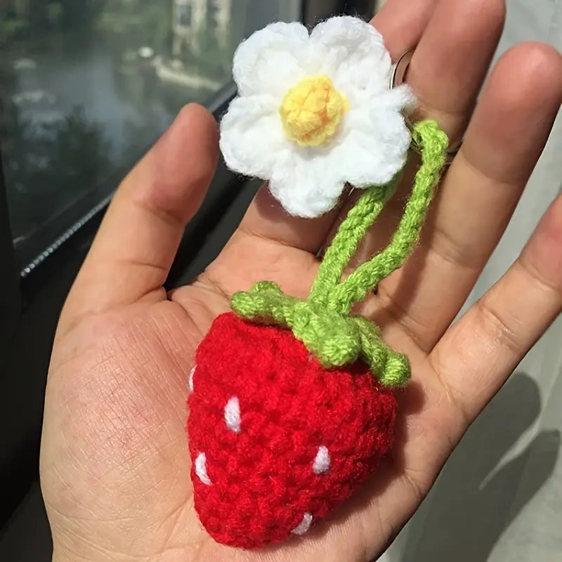 Crochet Strawberry Keychain - Ideal for Bags, Purses & Gifts