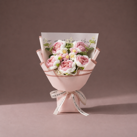 Crochet Rose Bouquet, Handmade Finished Knitted Flower Bouquet for Birthday Housewarming Gift & Handmade Home Decor
