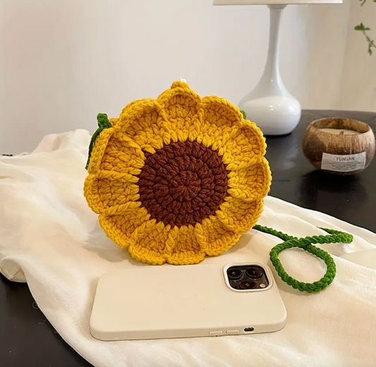 Handmade Crochet Sunflower Tote Bag – Reusable & Stylish Shoulder Bag Crossbody Tote Bag for Women
