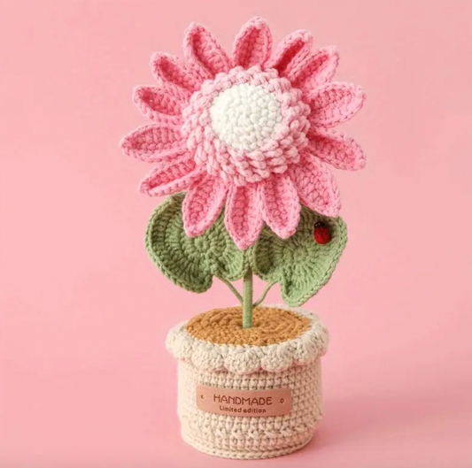 Handmade Crochet Flower Pot – Forever Blooms for Home Decor or Gifting