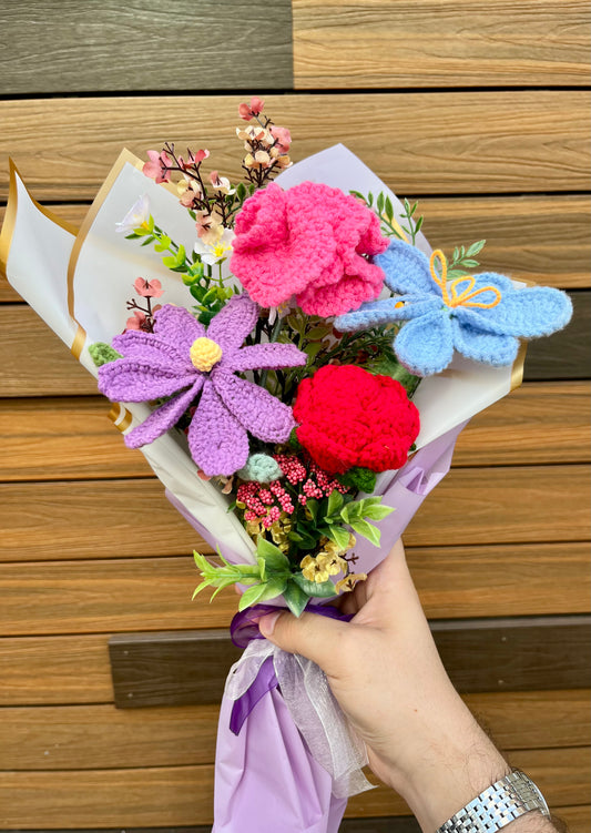 Daisy Crochet Flowers Bouquet, Handmade Finished Knitted Flower Bouquet for Birthday Housewarming Gift & Handmade Home Decor