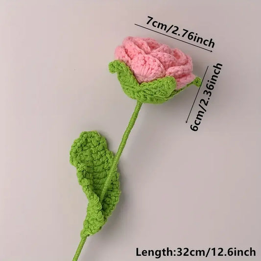 A Bouquet of 5 Crochet Red Roses,, Perfect for Gifts on Valentine'S Day, Teacher'S Day, Mother'S Day, Father'S Day, Weddings, Anniversaries, Birthdays, And for Decorating Living Rooms, Rooms, Balconies, And Vases for Easter.