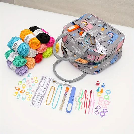 65 pcs Crochet Kit With Bag for Beginners DIY – All-in-One Handmade Starter Set for Relaxation & Focus