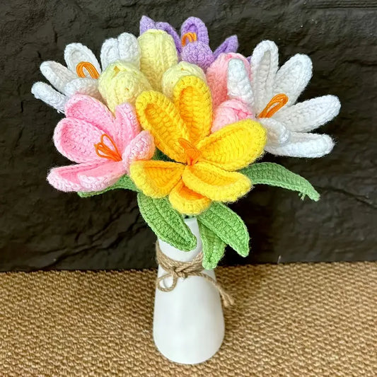 10 Pieces bundle Colorful Crochet Lilly , Perfect for Gifts on Valentine'S Day, Teacher'S Day, Mother'S Day, Father'S Day, Weddings, Anniversaries, Birthdays, And for Decorating Living Rooms, Rooms, Balconies, And Vases for Easter