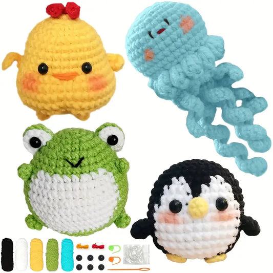 4 pcs Crochet Kit for Beginners – All-in-One Handmade Starter Set for Relaxation & Focus