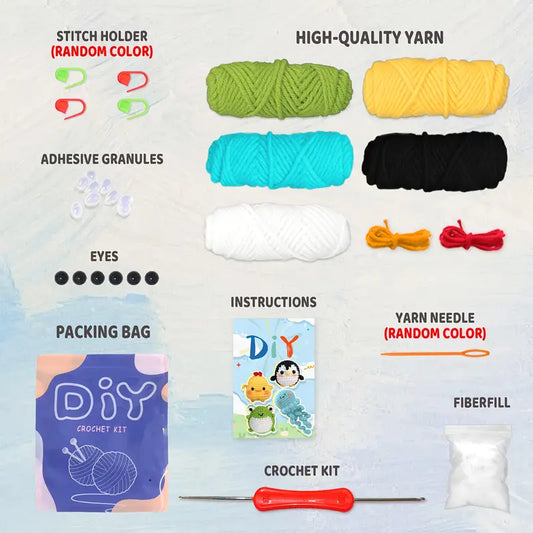 4 pcs Crochet Kit for Beginners – All-in-One Handmade Starter Set for Relaxation & Focus