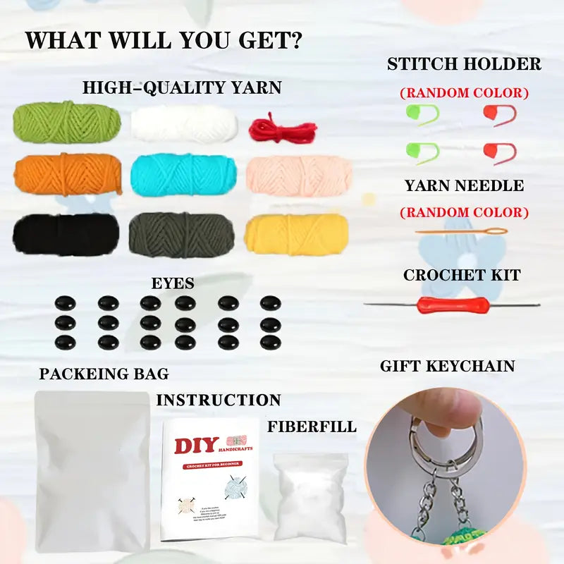 8 pcs Crochet Kit for Beginners – All-in-One Handmade Starter Set for Relaxation & Focus