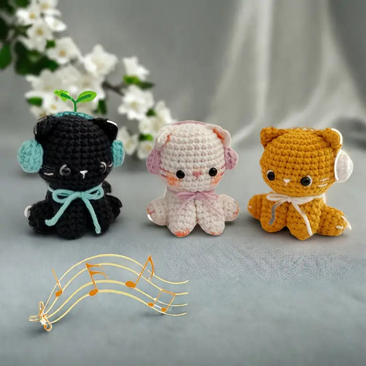 3 pcs Cats Crochet Kit for Beginners – All-in-One Handmade Starter Set for Relaxation & Focus