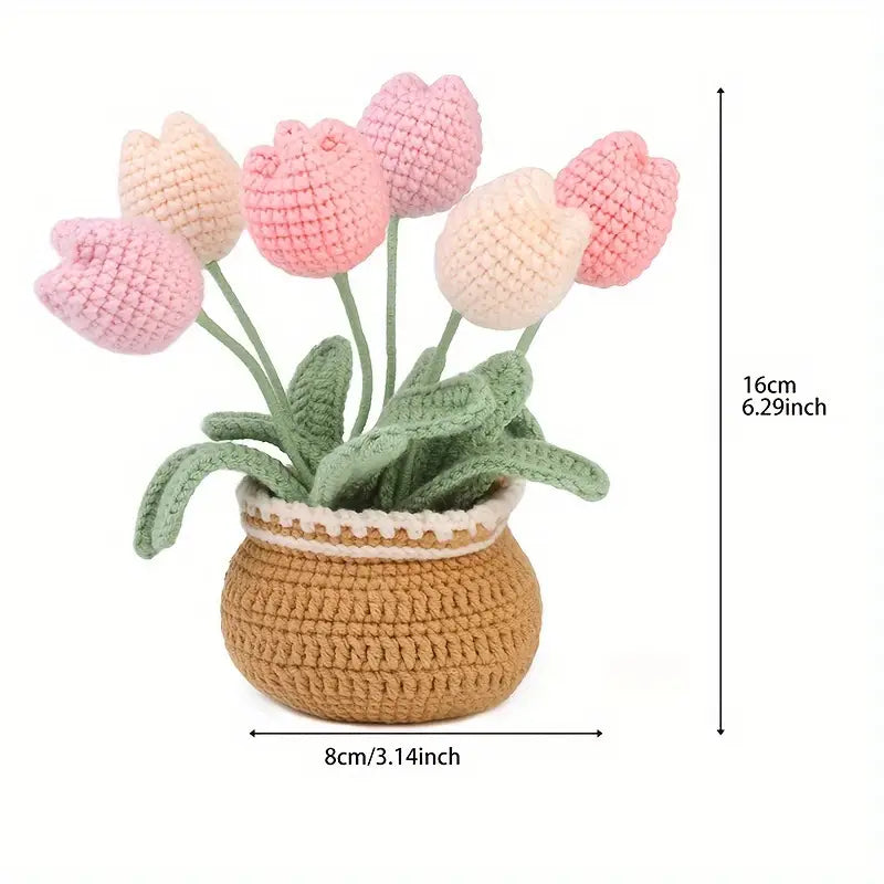 Tulip Pot Crochet Kit for Beginners – All-in-One Handmade Starter Set for Relaxation & Focus