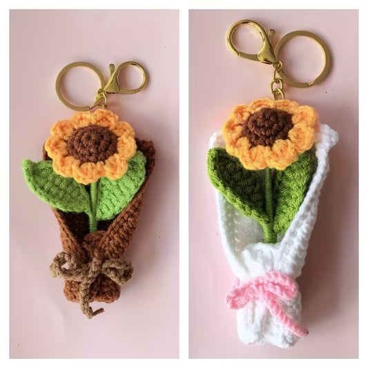 2 pcs Crochet sunflower bouquet keychain  , Perfect for Gifts on Valentine'S Day, Teacher'S Day, Mother'S Day, Father'S Day, Weddings, Anniversaries, Birthdays, And for Decorating Living Rooms (Copy)