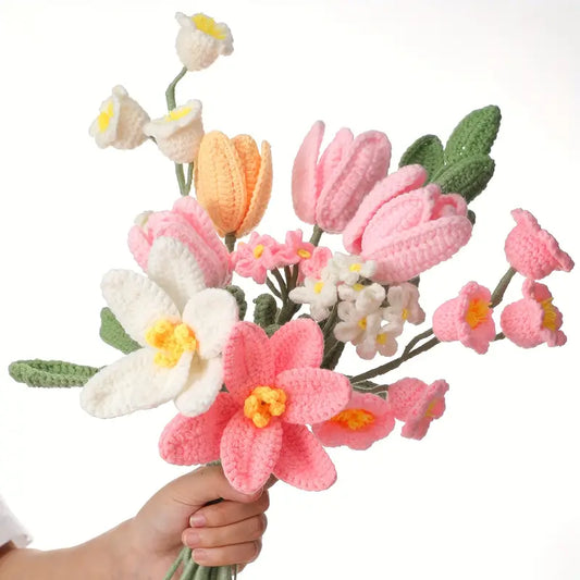 11 Pieces bundle Different Variant Crochet Flowers , Perfect for Gifts on Valentine'S Day, Teacher'S Day, Mother'S Day, Father'S Day, Weddings, Anniversaries, Birthdays, And for Decorating Living Rooms, Rooms, Balconies, And Vases for Easter