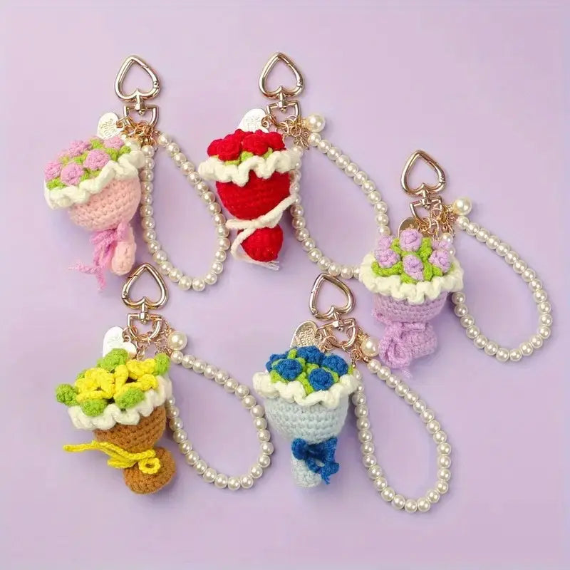 Crochet Bouquet Keychain - Ideal for Bags, Purses & Gifts