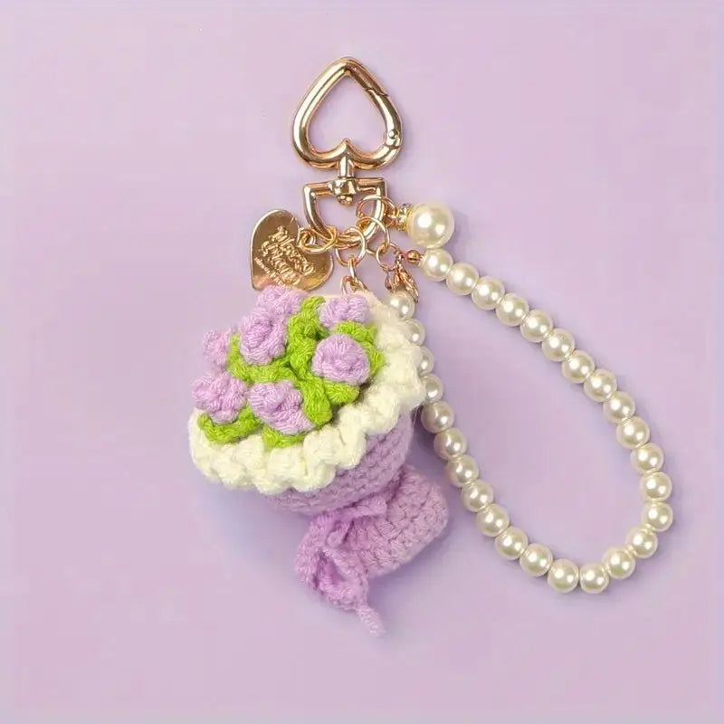 Crochet Bouquet Keychain - Ideal for Bags, Purses & Gifts